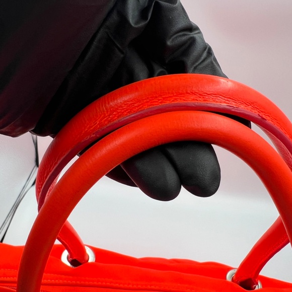 PRE-LOVE CHANEL PARIS BIARRITZ NEON ORANGE NYLON BOWLER BAG - Picture 16 of 16